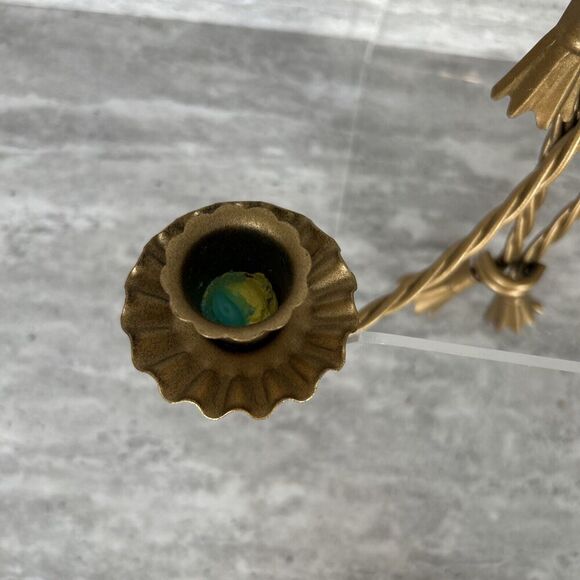 Homco MCM 2 HOME INTERIOR TWISTED ROPE SCONCE DOUBLE TAPER GOLD BOW DESIGN - Picture 16 of 16